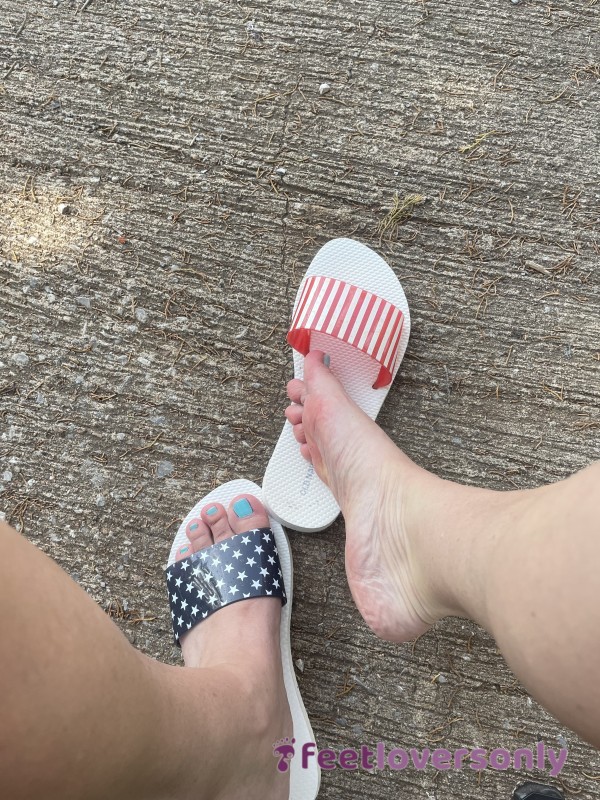Stinky Smelly Red White And Blue USA Flag Sandals Stinky Smelly Warning