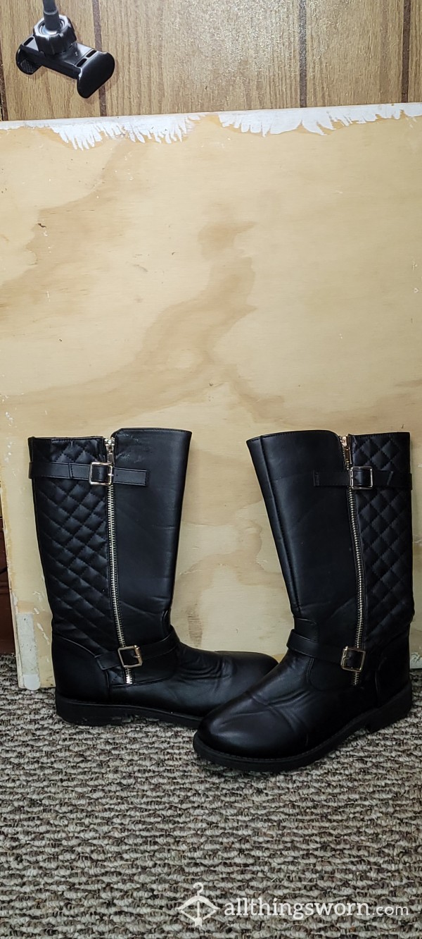 Fuax Leather Zip Up Boots