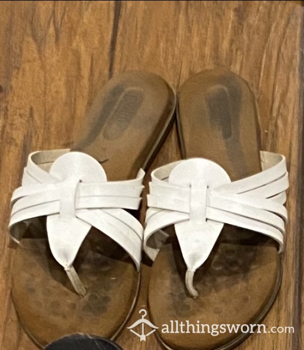 Fun White Summer Sandals Size 6.5