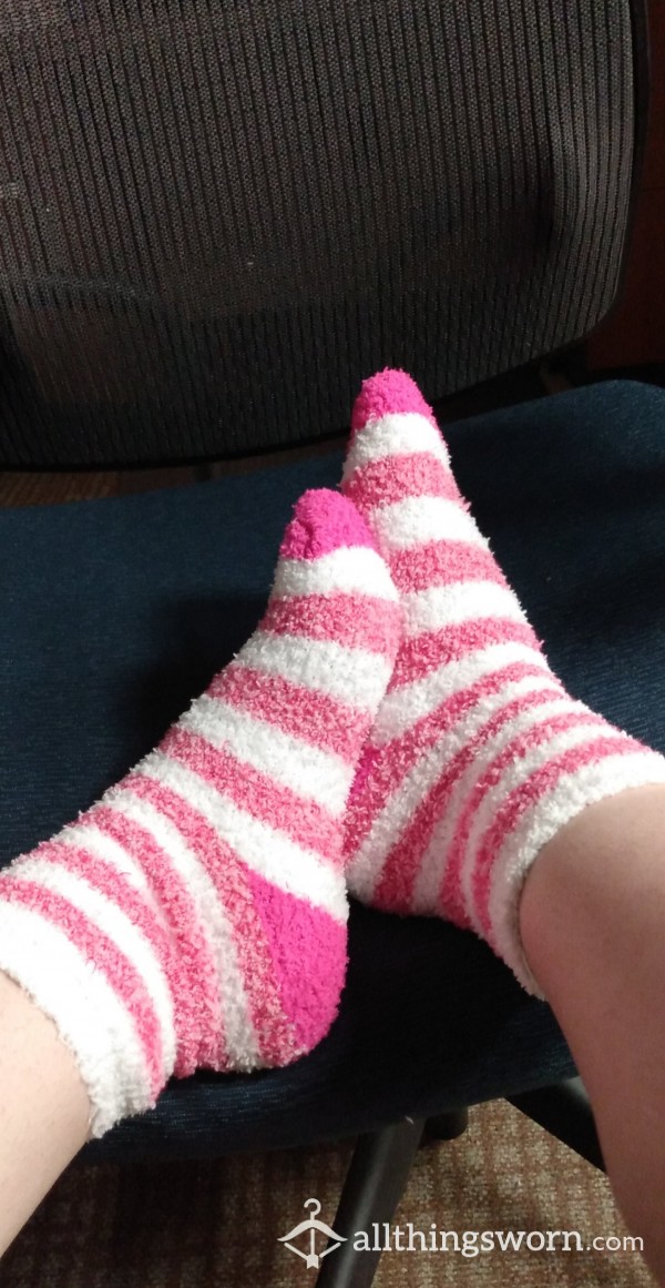 Nurse's Fuzzy Pink And White Socks