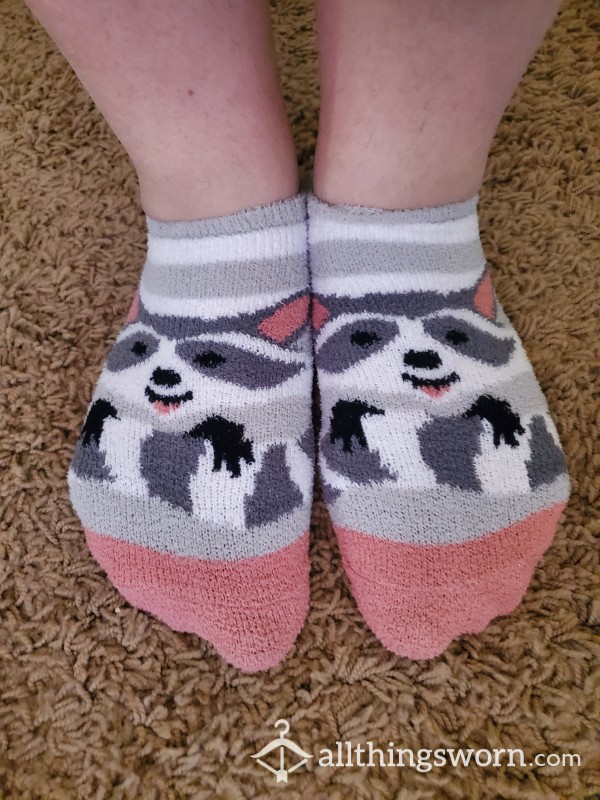Fuzzy Pink Raccoon Socks 🦝