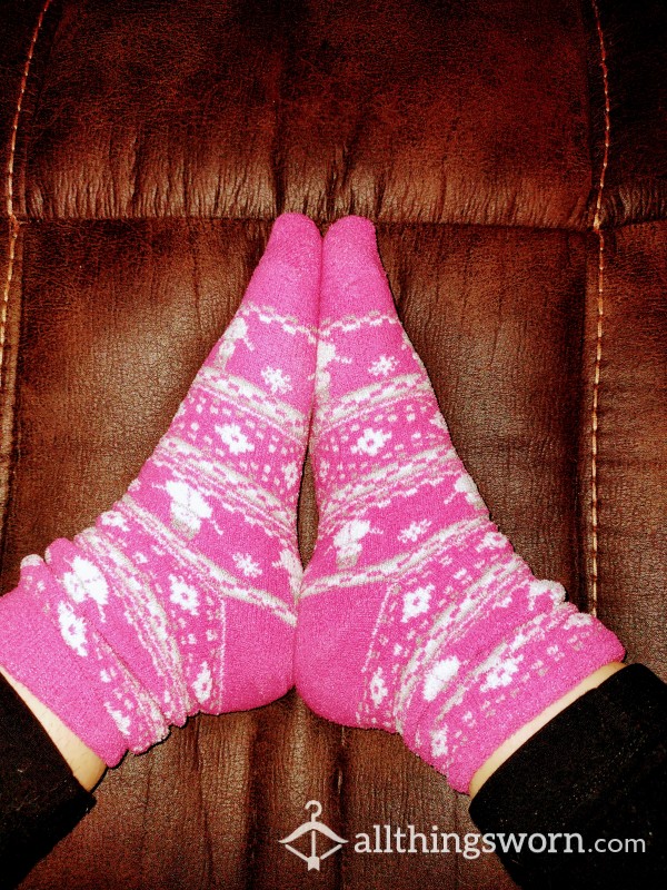 Fuzzy Pink Winter Socks