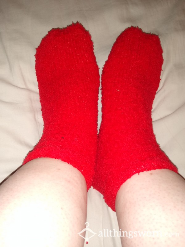 Fuzzy Warm Red Socks One Size ❤️ 48 Hour Wear Included ❤️ More Days + Extra Sweat Available
