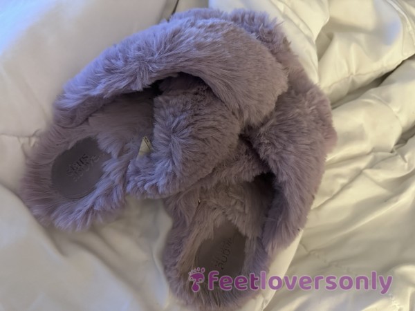 Fuzzy Worn Purple Slippers