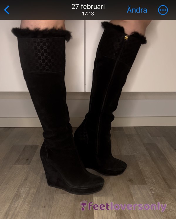 Video Of Me Modeling My Gucci Boots In Suede (For Sale)!