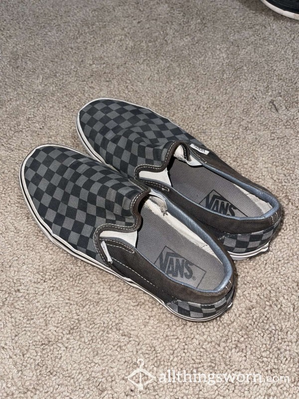 Gray Checkered Slip On Vans