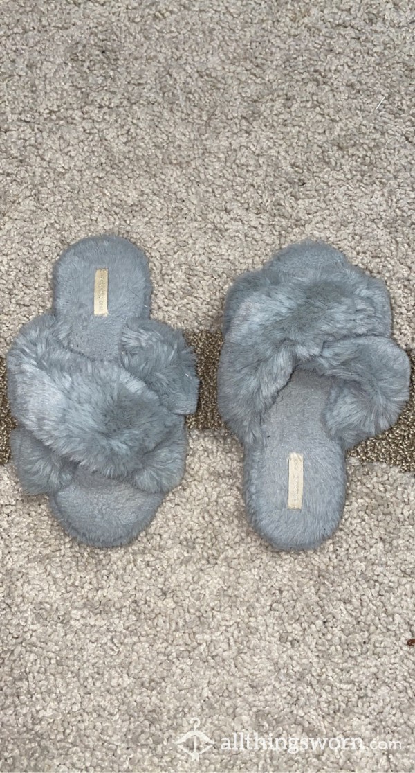 Gray Fuzzy Slippers