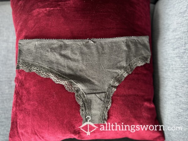 Gray Panties With Lace, 85% Organic Cotton Blend, Crotch Lining 100% Cotton.