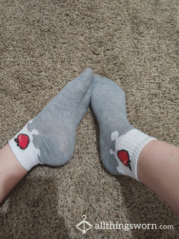 Gray/white Apple Socks
