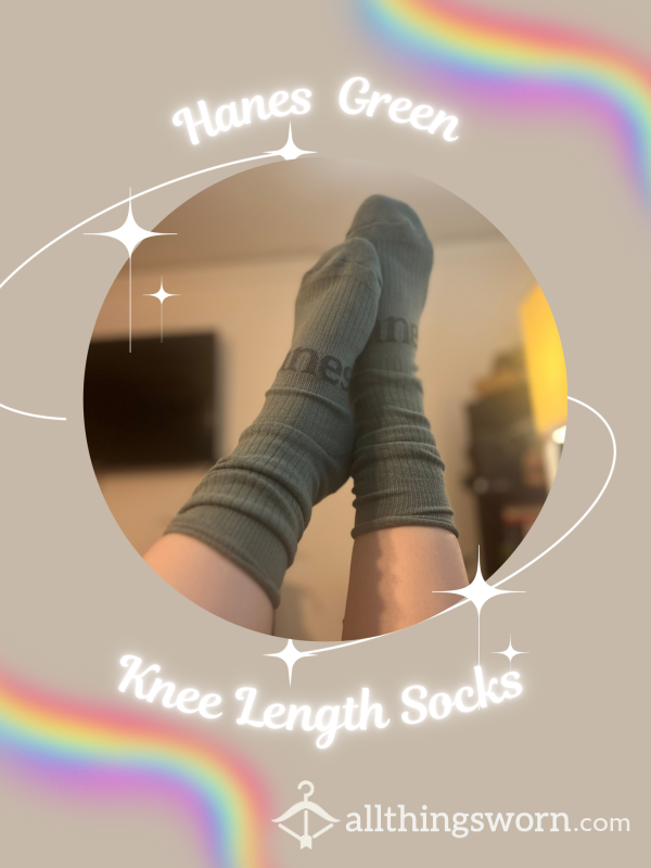 Green Hanes Knee Length Socks