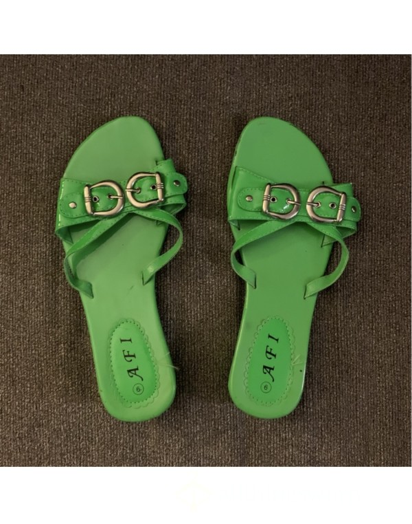 Green Platform Sandals
