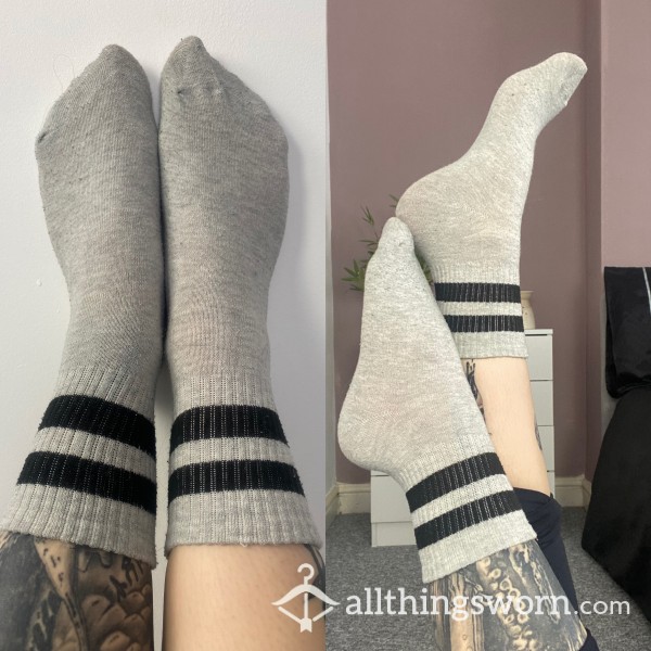 Grey And Black Stripe Gym Socks