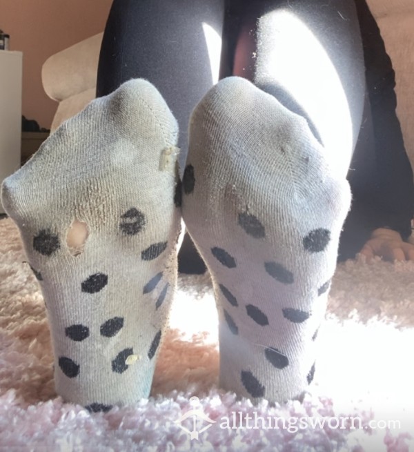 🩶 Old Grey Ankle Socks ♡ ♡ 48hr Wear ♡ + Free 1 Min Video & Update Pics