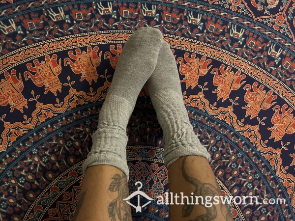 Grey Cotton Generic Long Socks 3-Day Wear