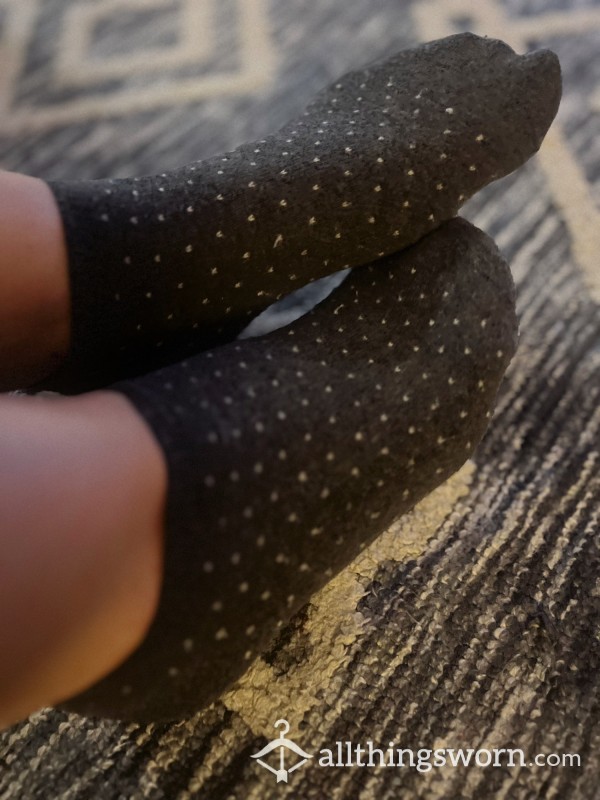 Grey Cotton Polkadot Ankle Socks-5 Day Wear $40aud