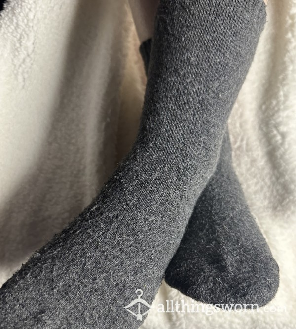 Sweaty Grey Fuzzy Work Socks 💋👑