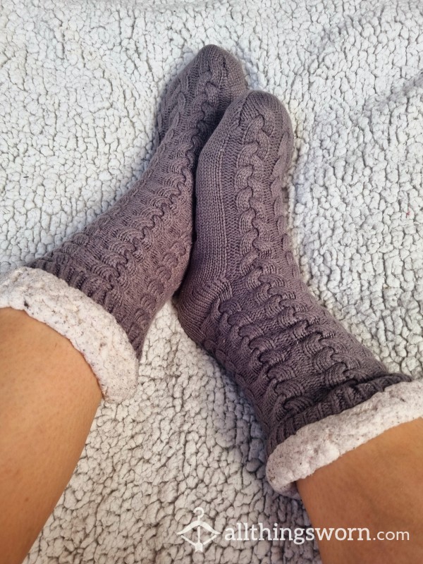 Grey Knitted Old Slipper Boots