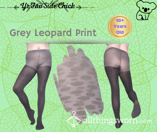Grey Leopard Print Pantyhose 🐆