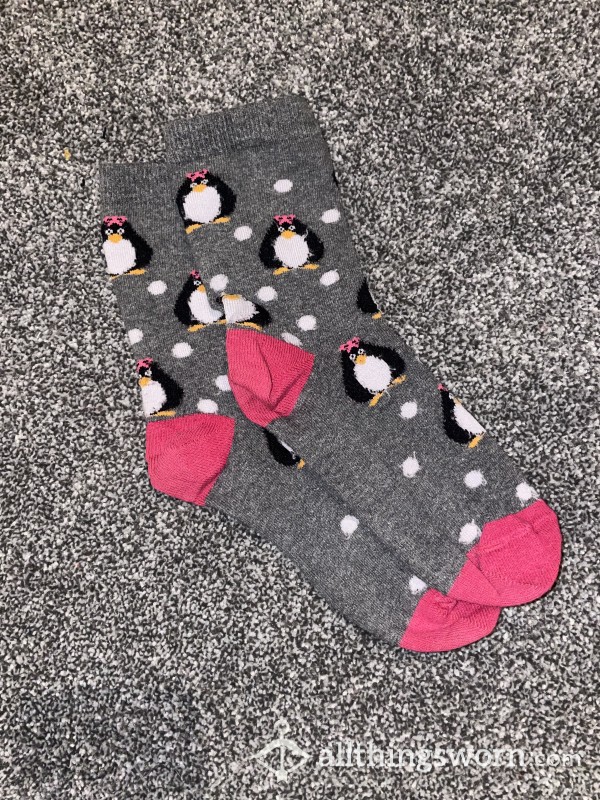 Grey Penguin Socks. 1 Day Wear, 1 Workout And 2 Pics Included As Standard
