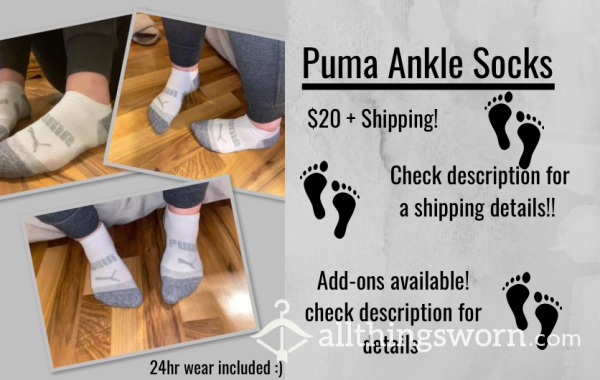 Grey Puma Ankle Socks