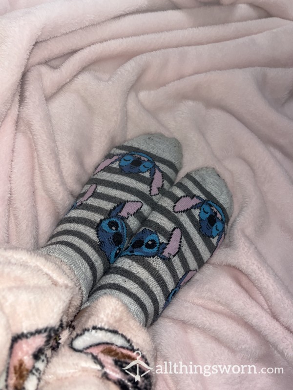 Grey Striped Stitch Ankle Socks