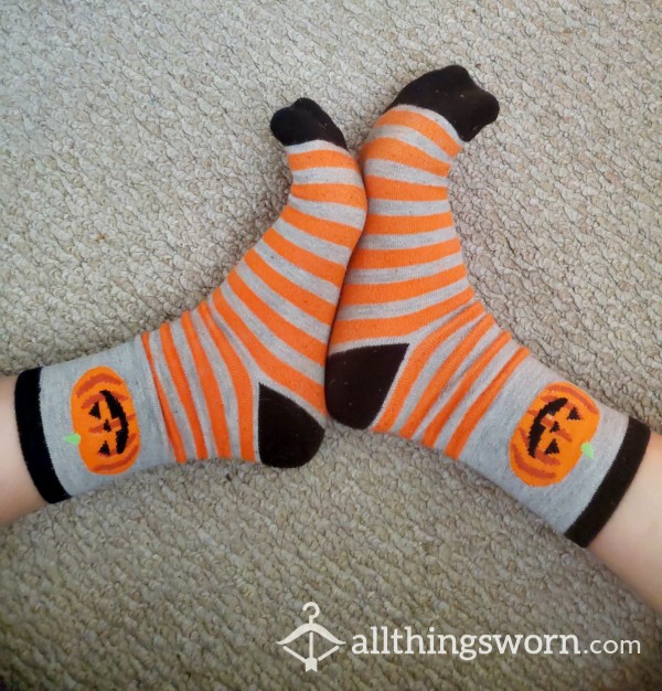 Halloween Pumpkin Striped Socks