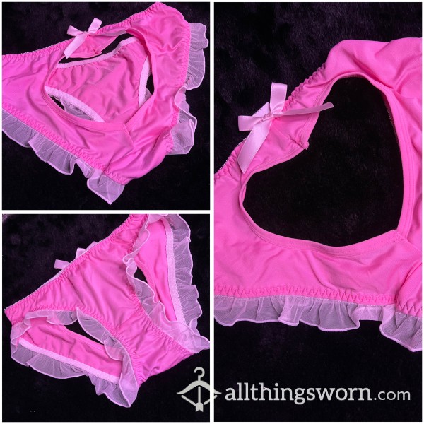 Heart Cut Out Pink Sissy Panties 💕