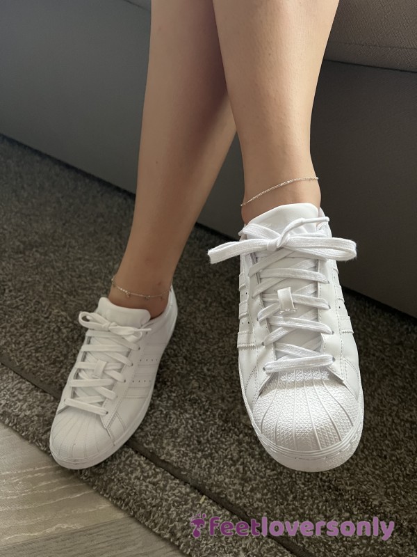Hey Everyone! 😜 I Have A Adidas Superstar Full White, Worn Without Socks 😜😈