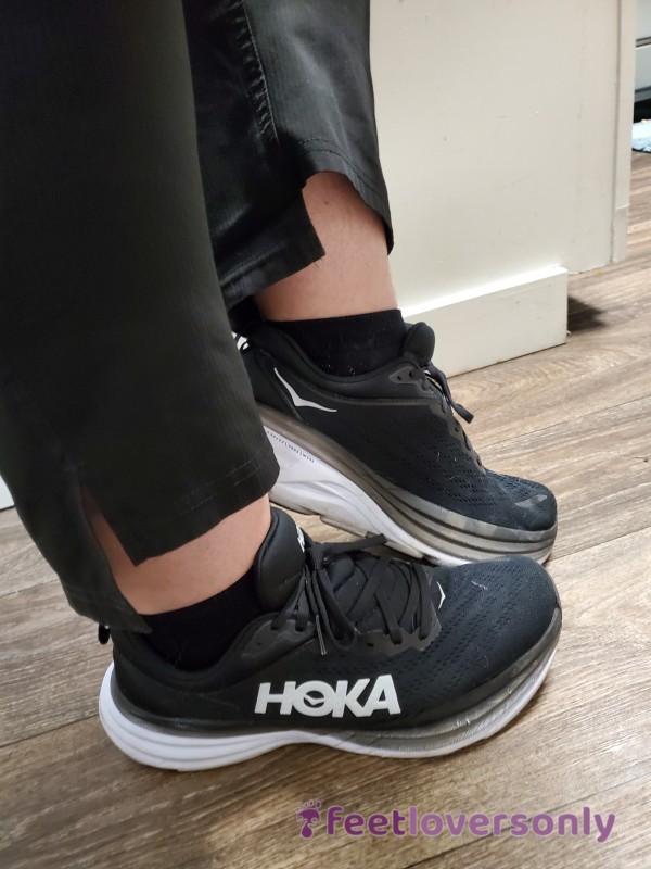 Hoka Sneakers And Black Socks