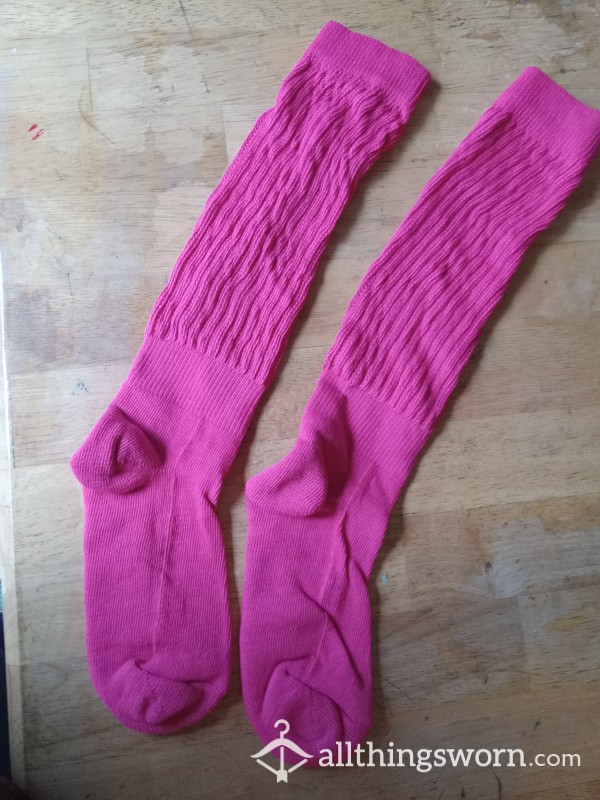 Hot Pink Old School Scrunch Sweat Socks