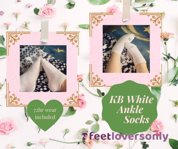 KB White Ankle Socks 72-Hour Wear Included 🧦😘