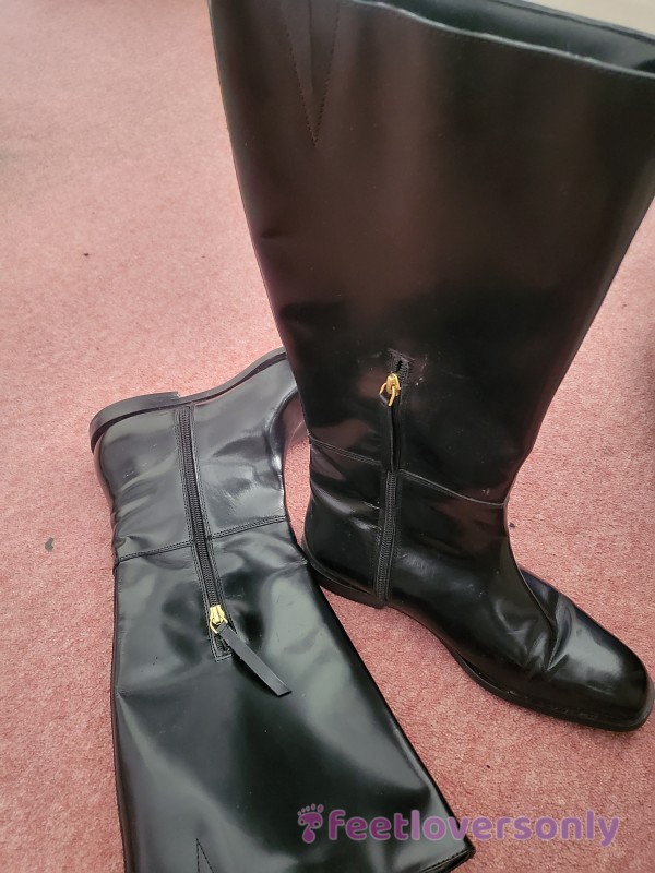 Knee High Patent Leather Boots Size 6