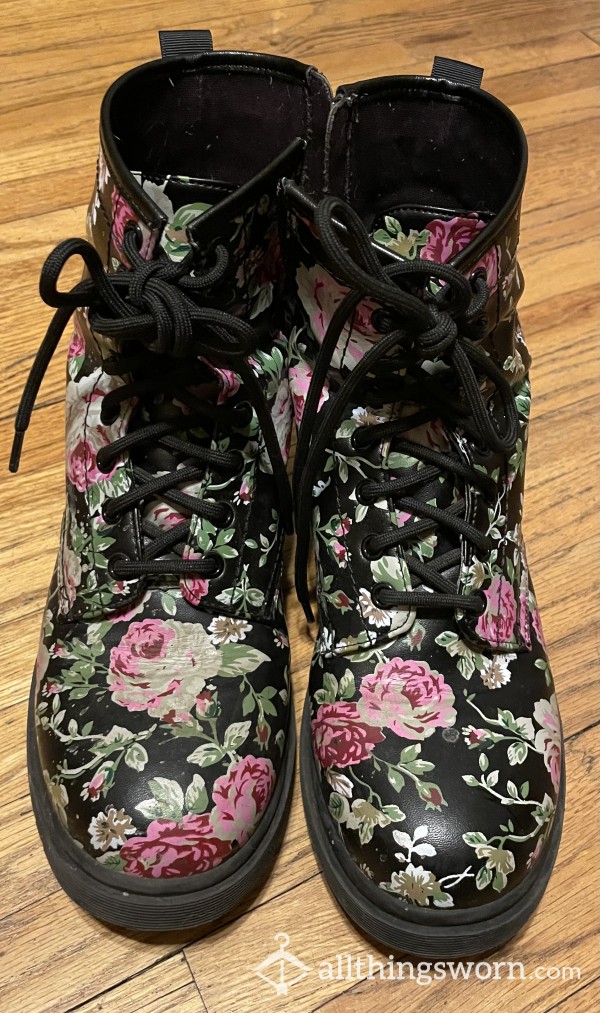 Knock Off Floral Doc Marten Style Boots 🥾