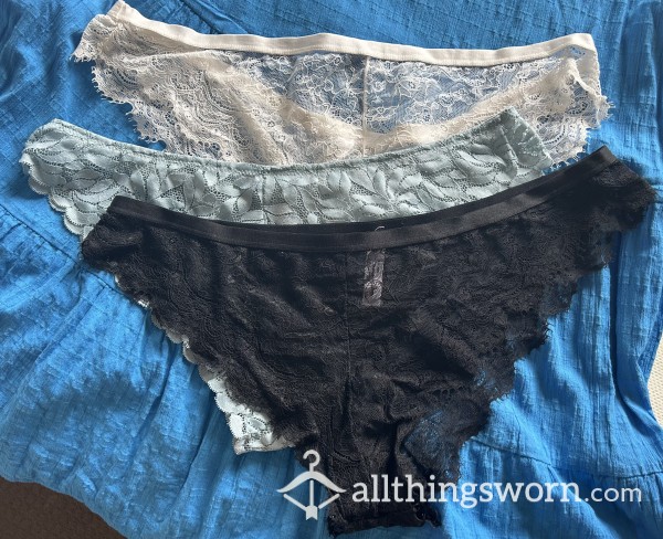 Lace Panties, Blue, White And Black