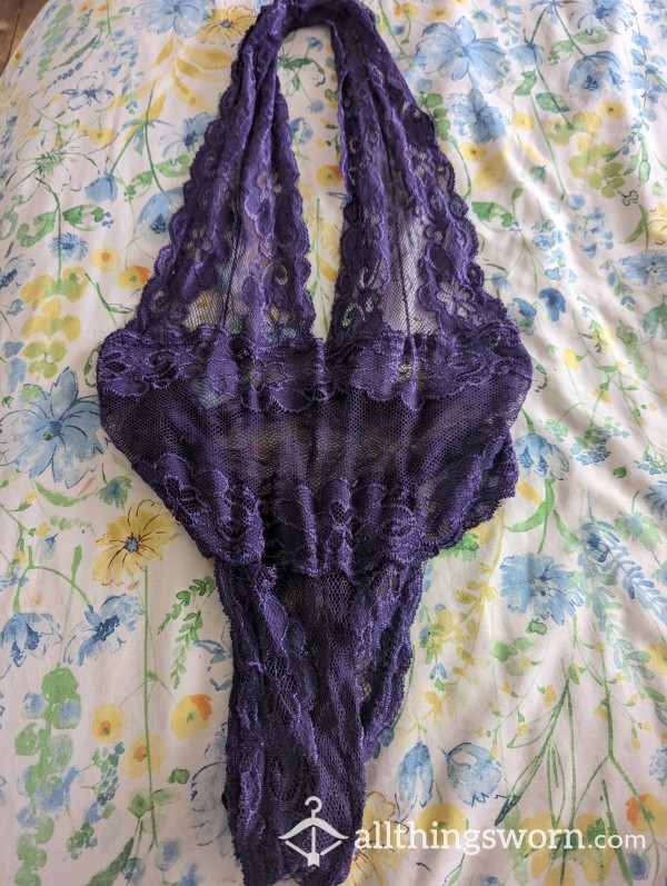 Lacy Purple Well Worn Body Suit Size 8