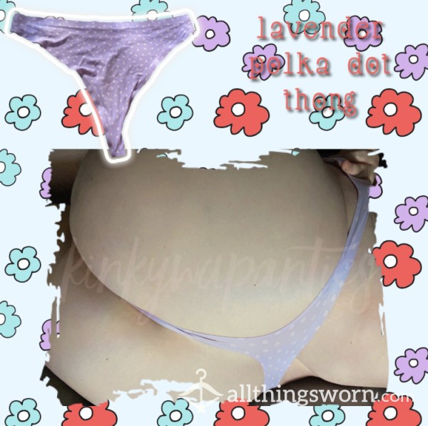 Lavender Polka Dot Thong - 2-day Wear & U.S. Shipping Included