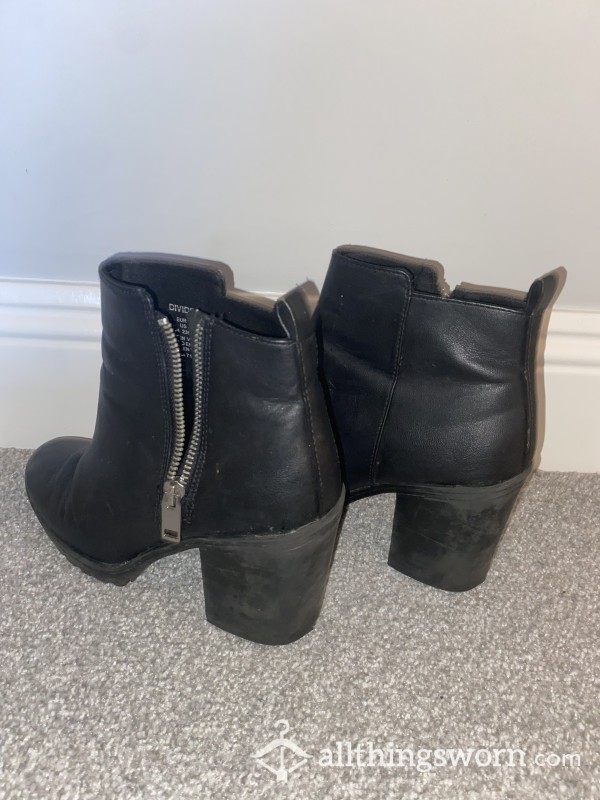 🖤 LEATHER CHUNKY BOOTS - DISHEVELLED & TARNISHED  🖤