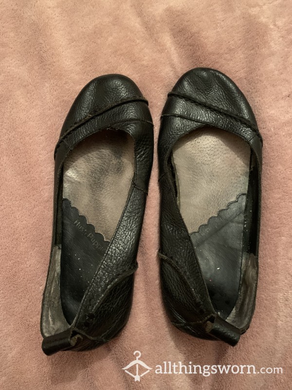 Leather Hush Puppies Old, Worn, Flat Shoes