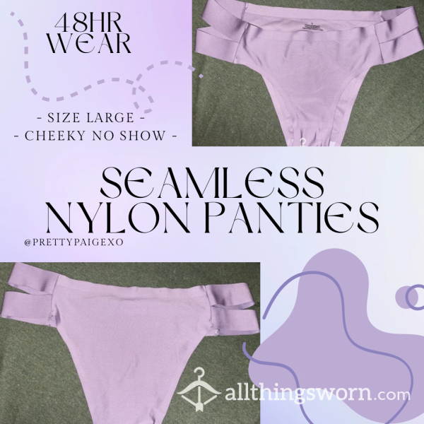 Cheeky Seamless Panties 🫶🏼 Light Purple Nylon No Show, Size Large 💜 Worn 48 Hrs 💦