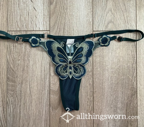 Green Mesh Butterfly Thong - Worn Your Way