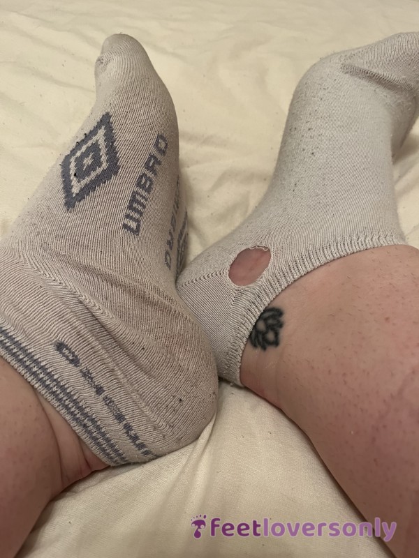 Mis Matching,Worn, Holey Trainer Socks