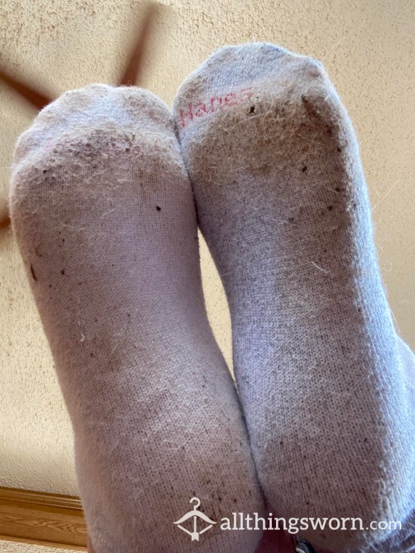 Mismatched White Athletic Socks- DIRTY And STINKY ALREADY!