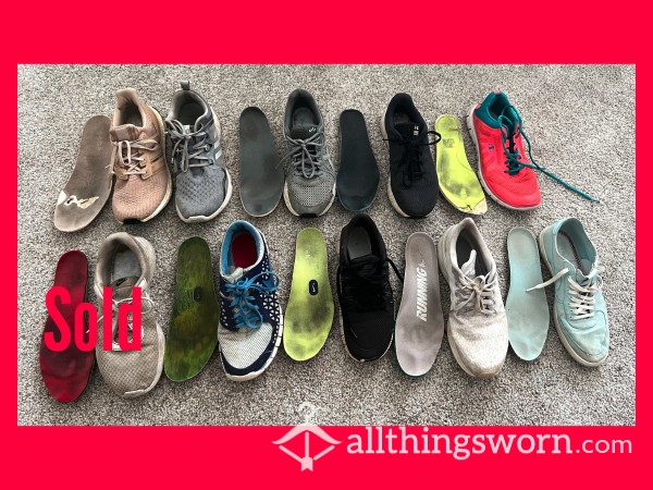(Updated Selection*)MOVING SALE- Dirty Trainers Worn Barefoot For Years In Gross Sweaty Workouts (sz 10/11)