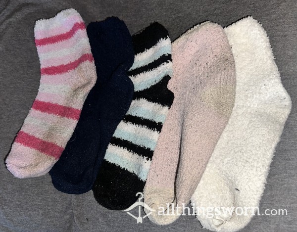 Multiple Mixed Match Old Worn Out Fluffy Socks