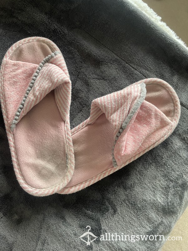 My Little Very Worn Baby Pink Slippers, They’ve Lost The Smell But Can Be Booked To Be Worn ☺️