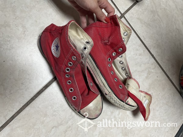 My Old Red Worn And Torn Middle School Converse