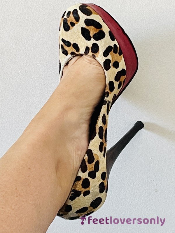 My Trusted Leopard Print High Heels With Red Patent Tip