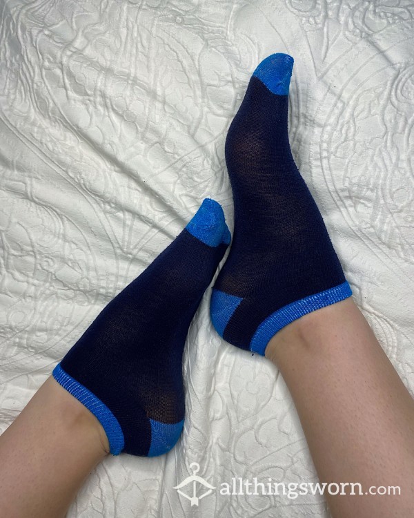 Navy And Light Blue Ankle Socks - Stinky & Heavily Worn