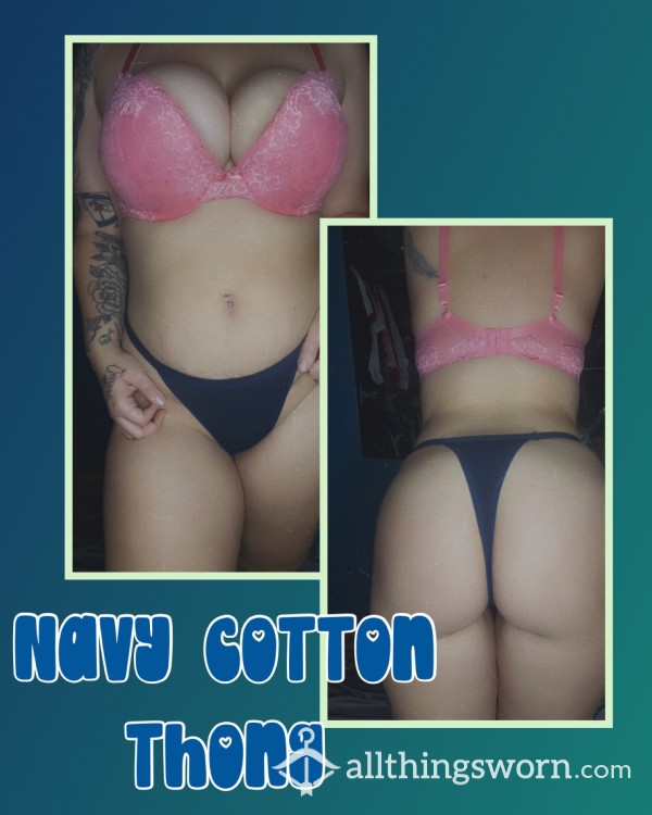Navy Cotton Thong