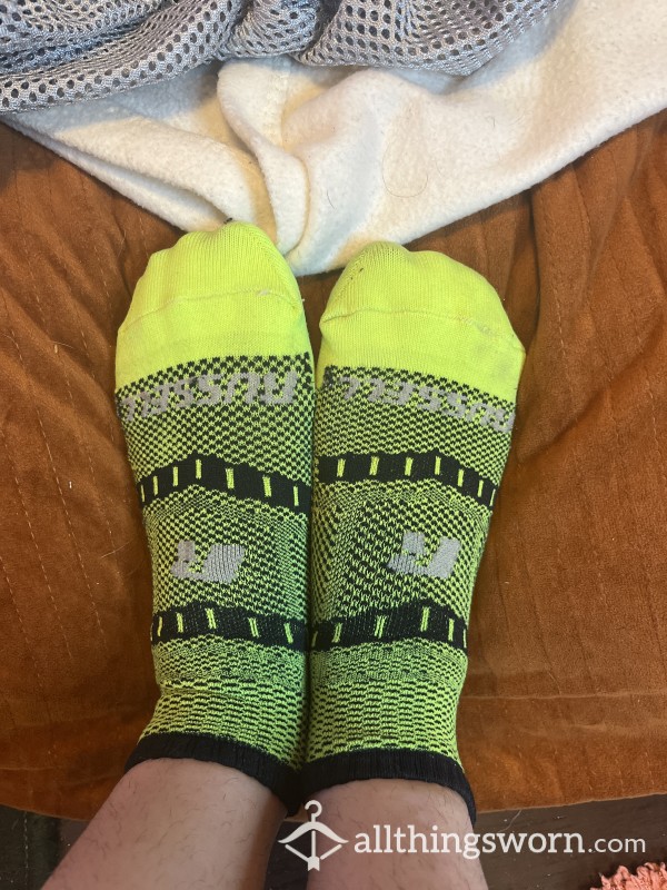 Neon Green And Black Ankle Socks